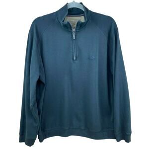 Tommy Bahama Pima Cotton Quarter Zip Pullover Black Size Medium